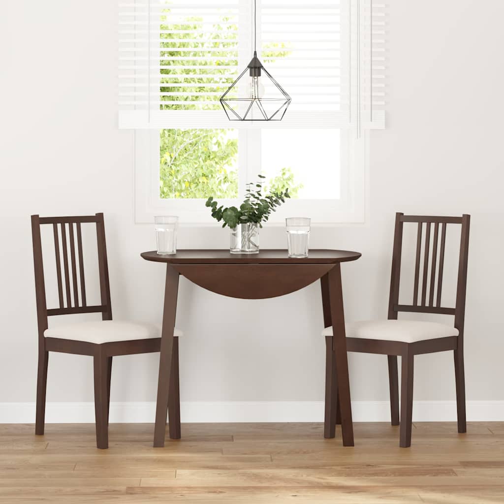 dining chairs with cushions 2 pcs Brown solid rubberwood