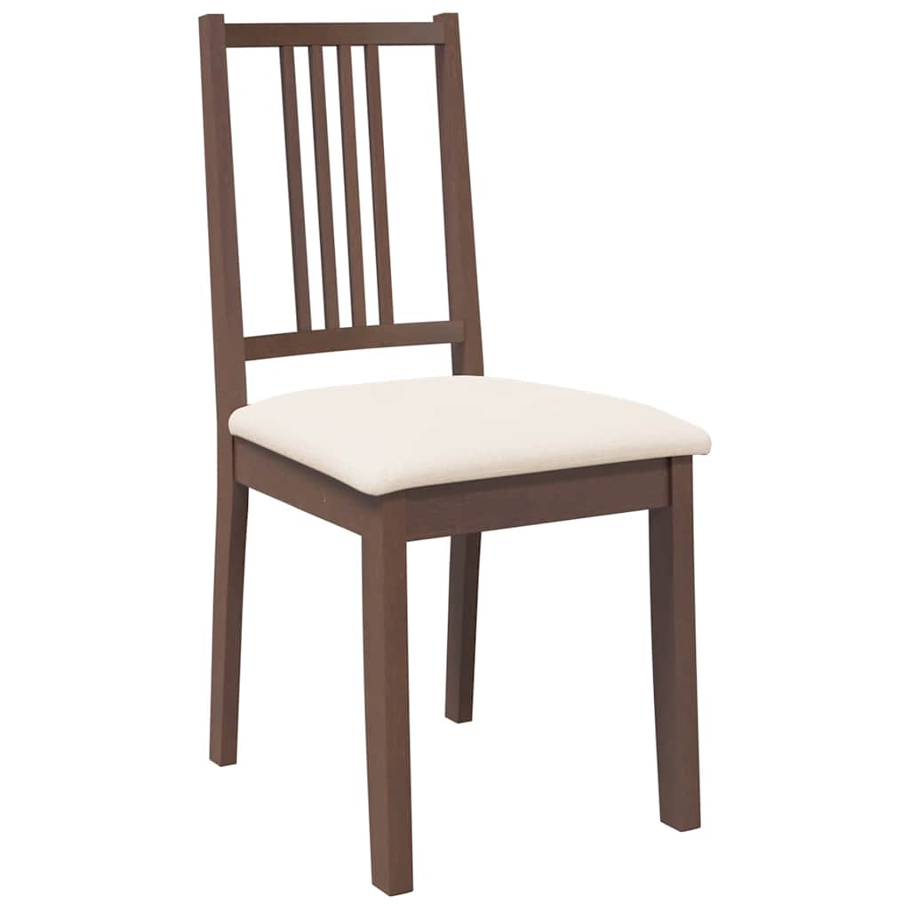 dining chairs with cushions 2 pcs Brown solid rubberwood