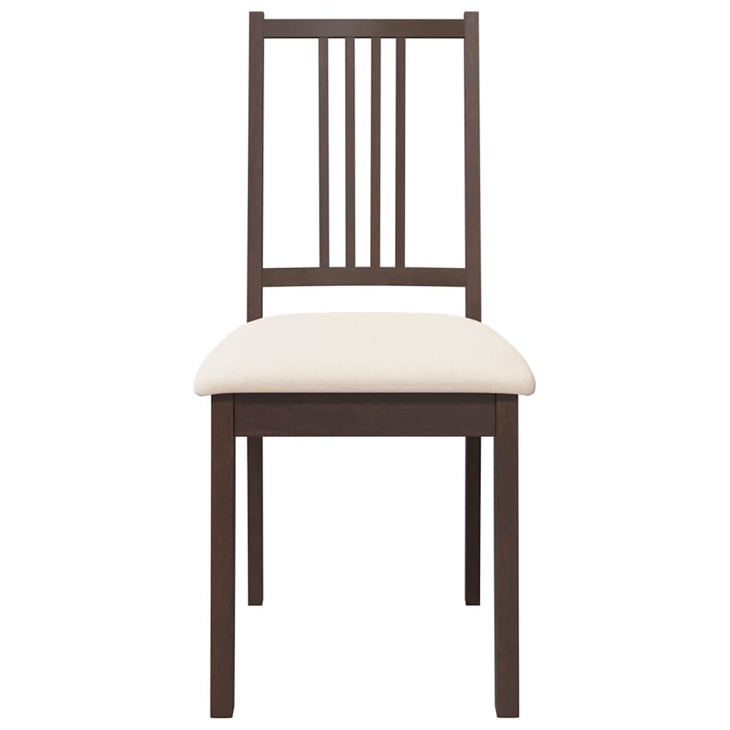 dining chairs with cushions 2 pcs Brown solid rubberwood