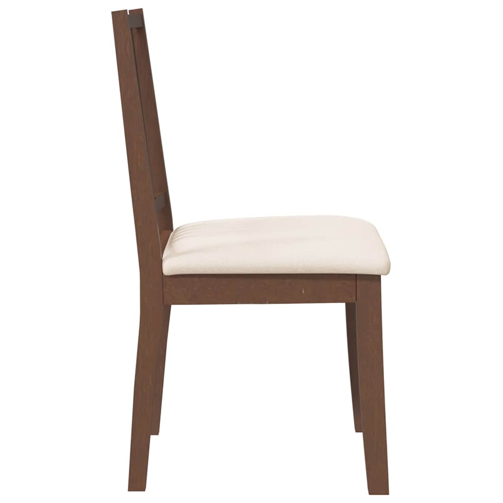 dining chairs with cushions 2 pcs Brown solid rubberwood