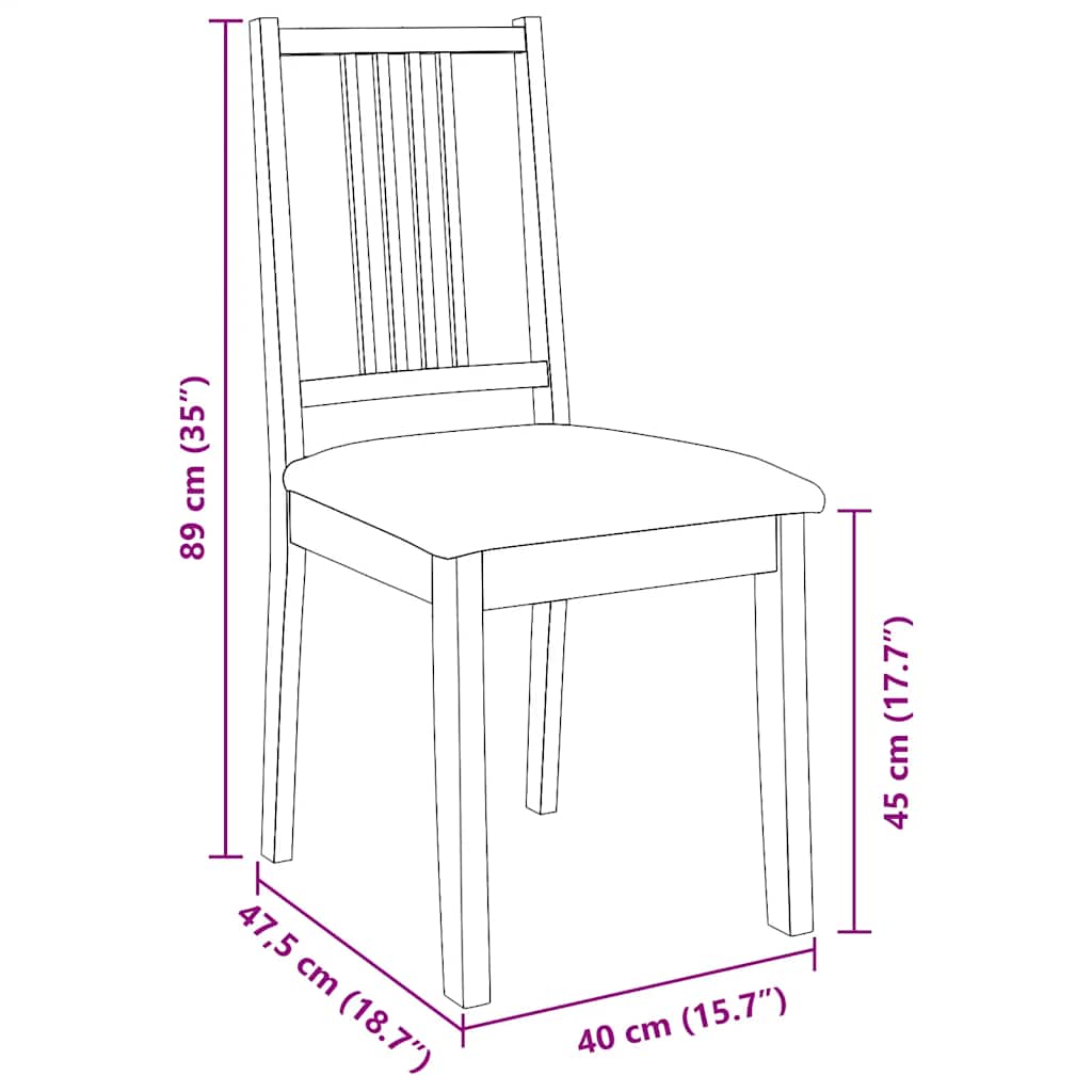 dining chairs with cushions 2 pcs Brown solid rubberwood
