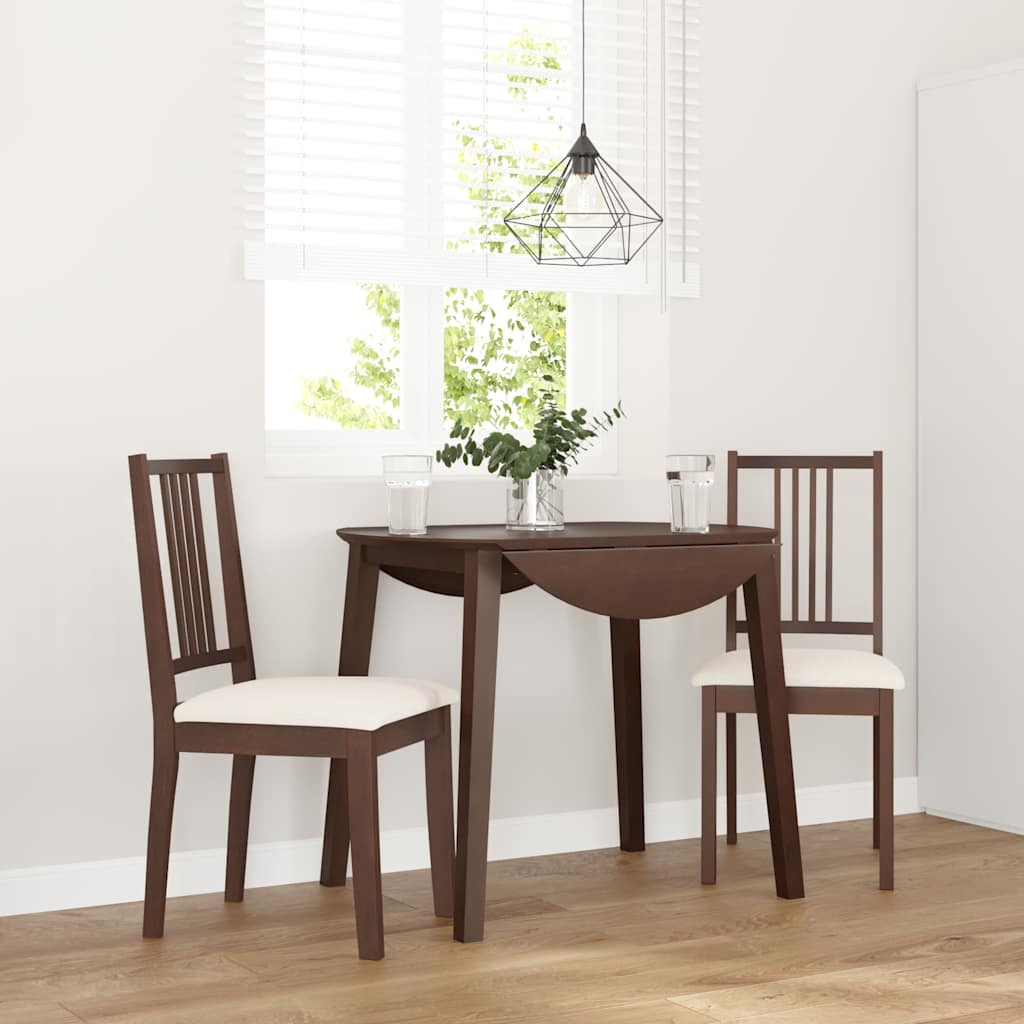 dining chairs with cushions 2 pcs Brown solid rubberwood