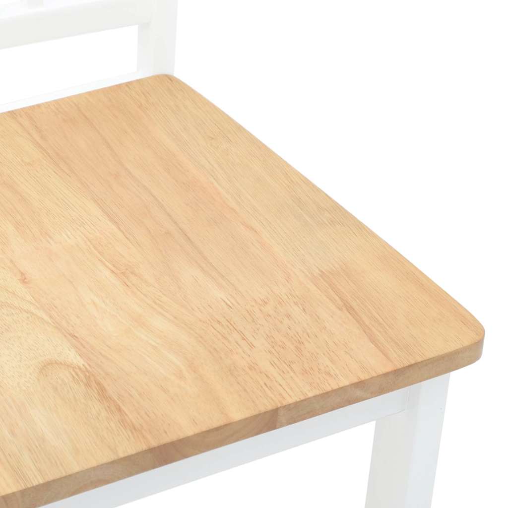 Ēdamistabas krēsli 2 gab. balti, masīvkoks no gumijkoka