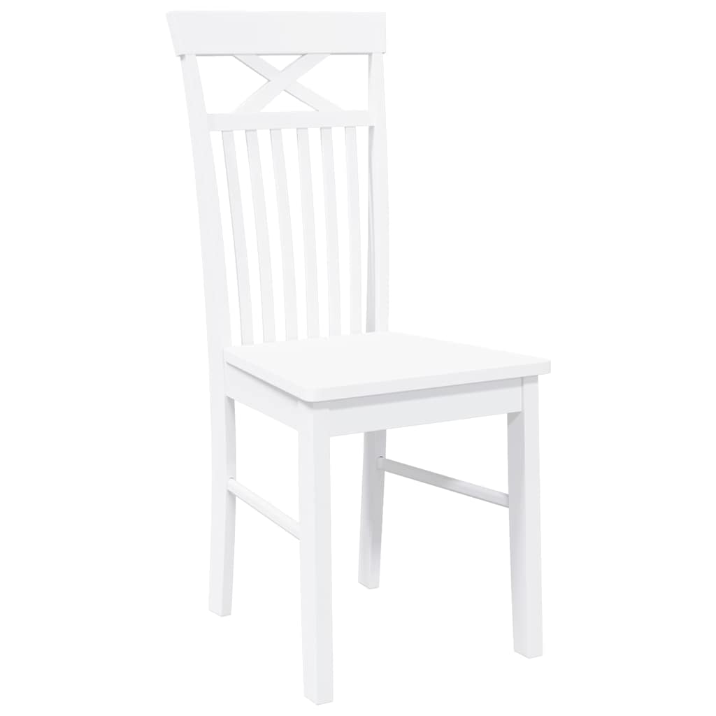 Dining Chairs 2 pcs White solid rubberwood