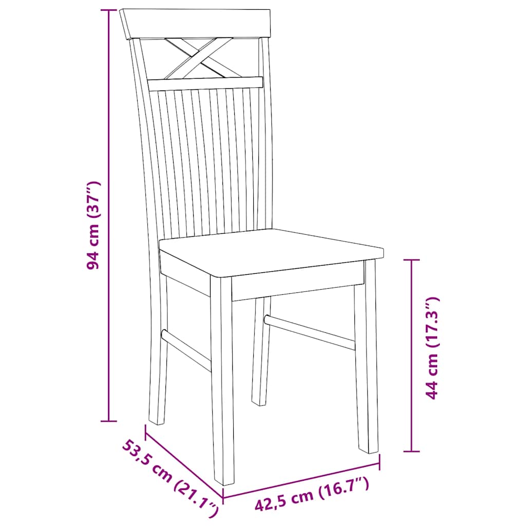 Dining Chairs 2 pcs White solid rubberwood