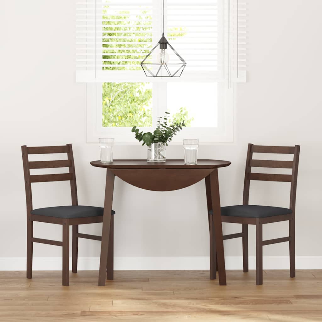 dining chairs with cushions 2 pcs Brown solid rubberwood