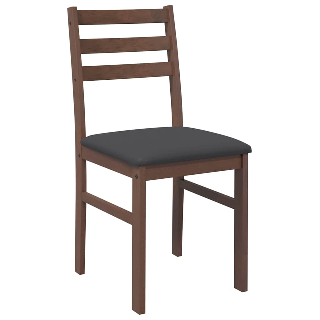 dining chairs with cushions 2 pcs Brown solid rubberwood