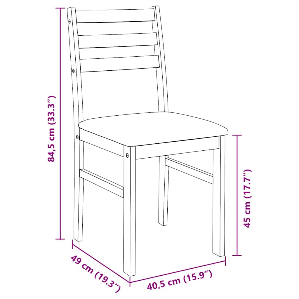 dining chairs with cushions 2 pcs Brown solid rubberwood