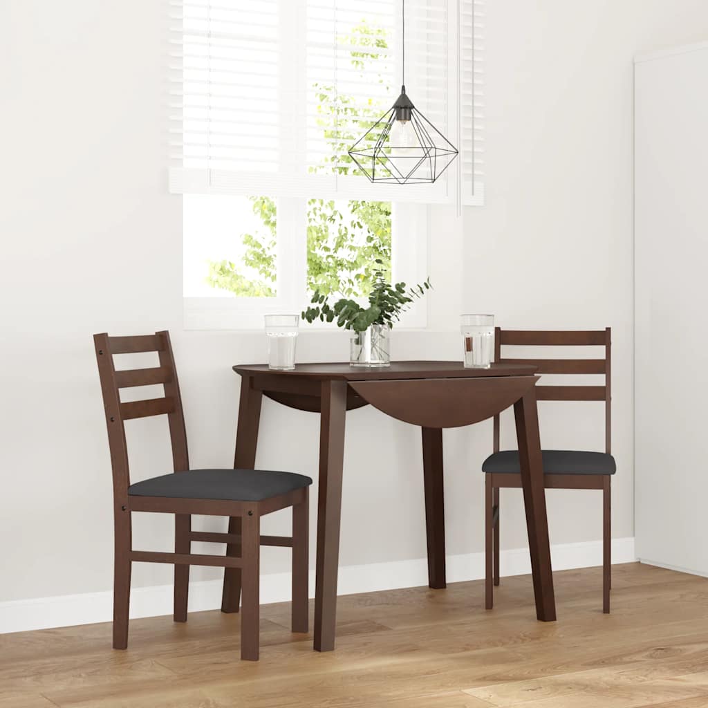 dining chairs with cushions 2 pcs Brown solid rubberwood
