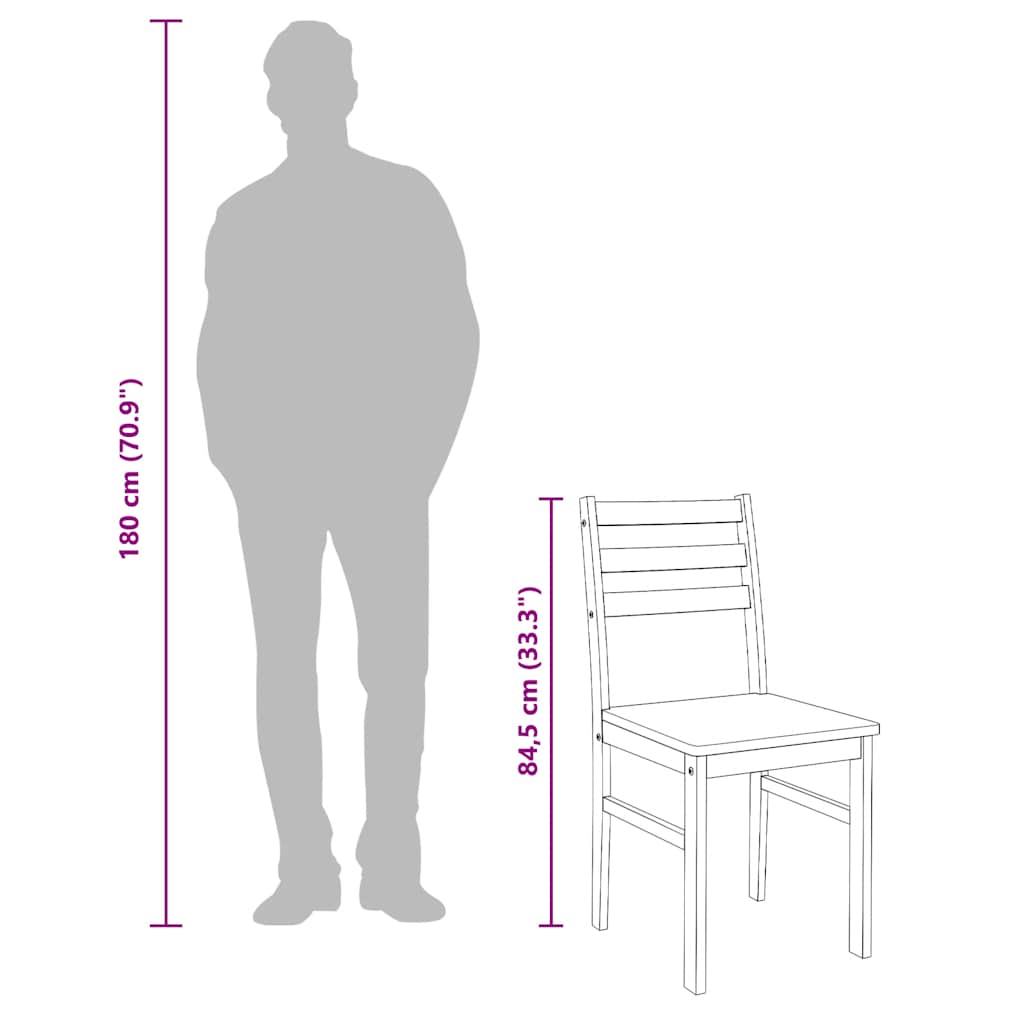 Dining Chairs 2 pcs solid rubber wood
