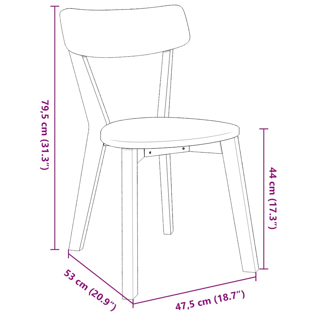 Dining Chairs 2 pcs White solid rubberwood