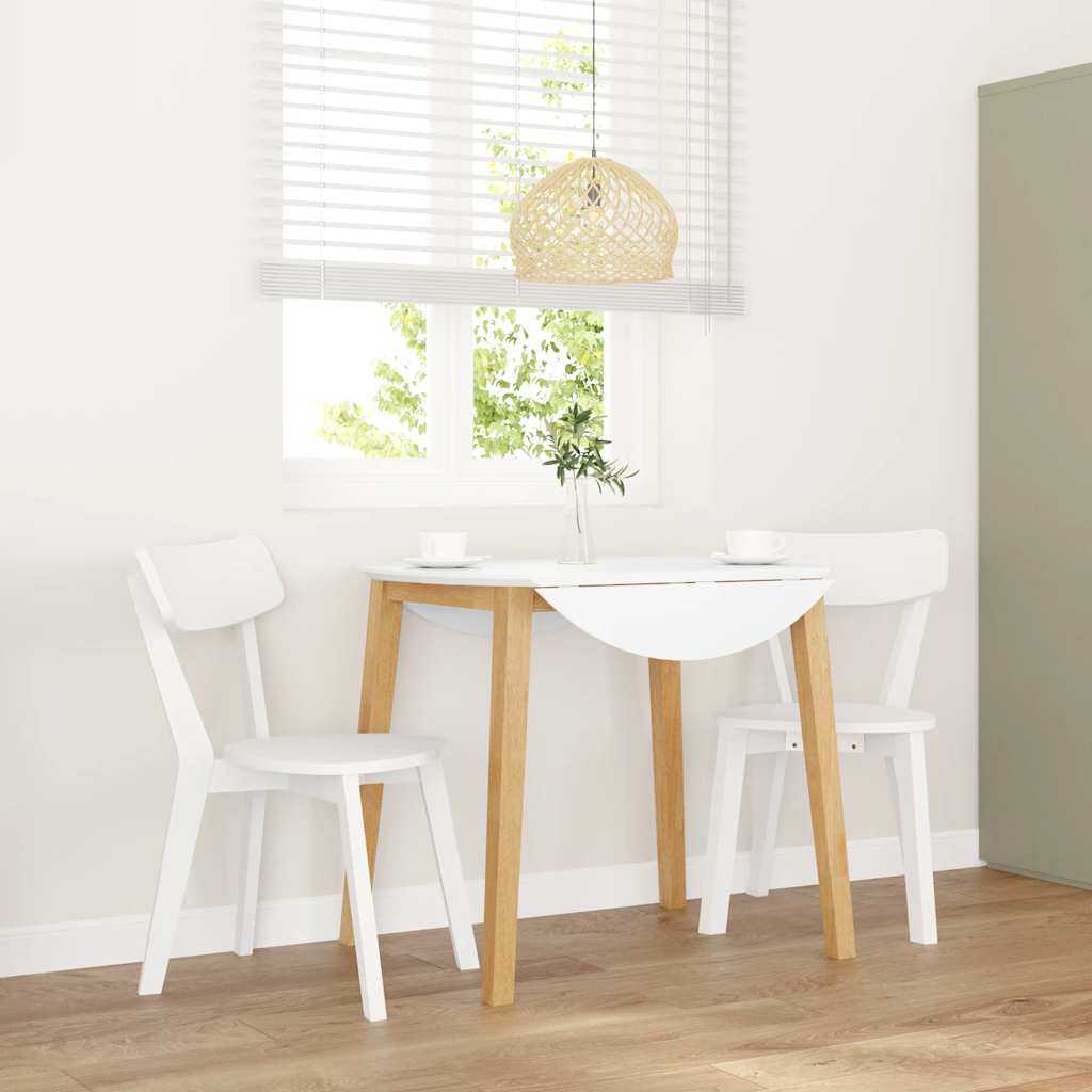 Dining Chairs 2 pcs White solid rubberwood