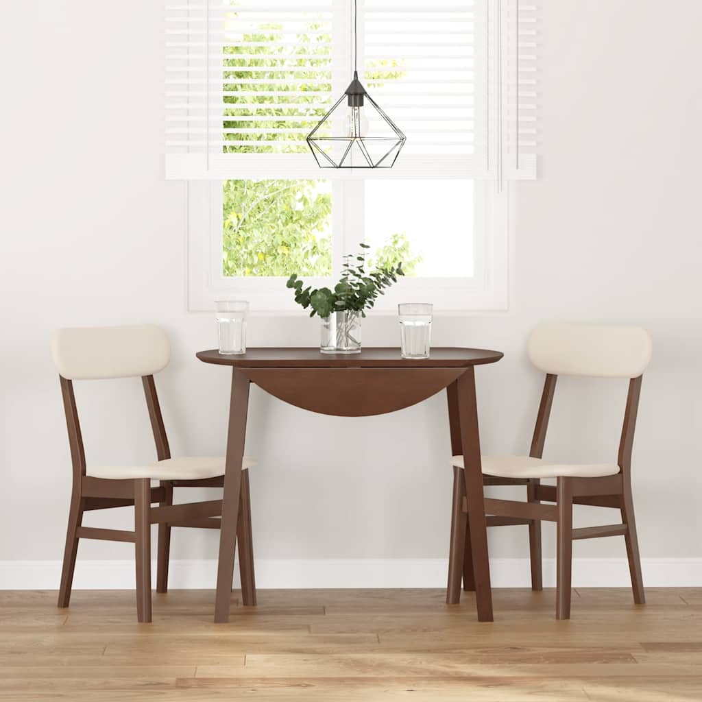 Dining chairs with cushions 2 pcs. Brown solid rubberwood