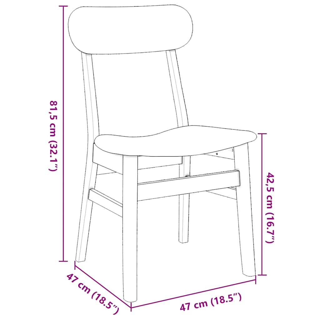 Dining chairs with cushions 2 pcs. Brown solid rubberwood