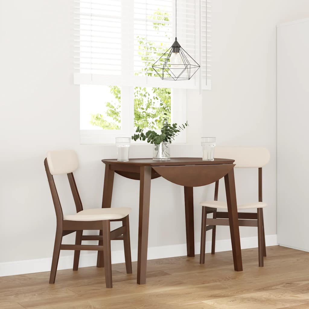 Dining chairs with cushions 2 pcs. Brown solid rubberwood
