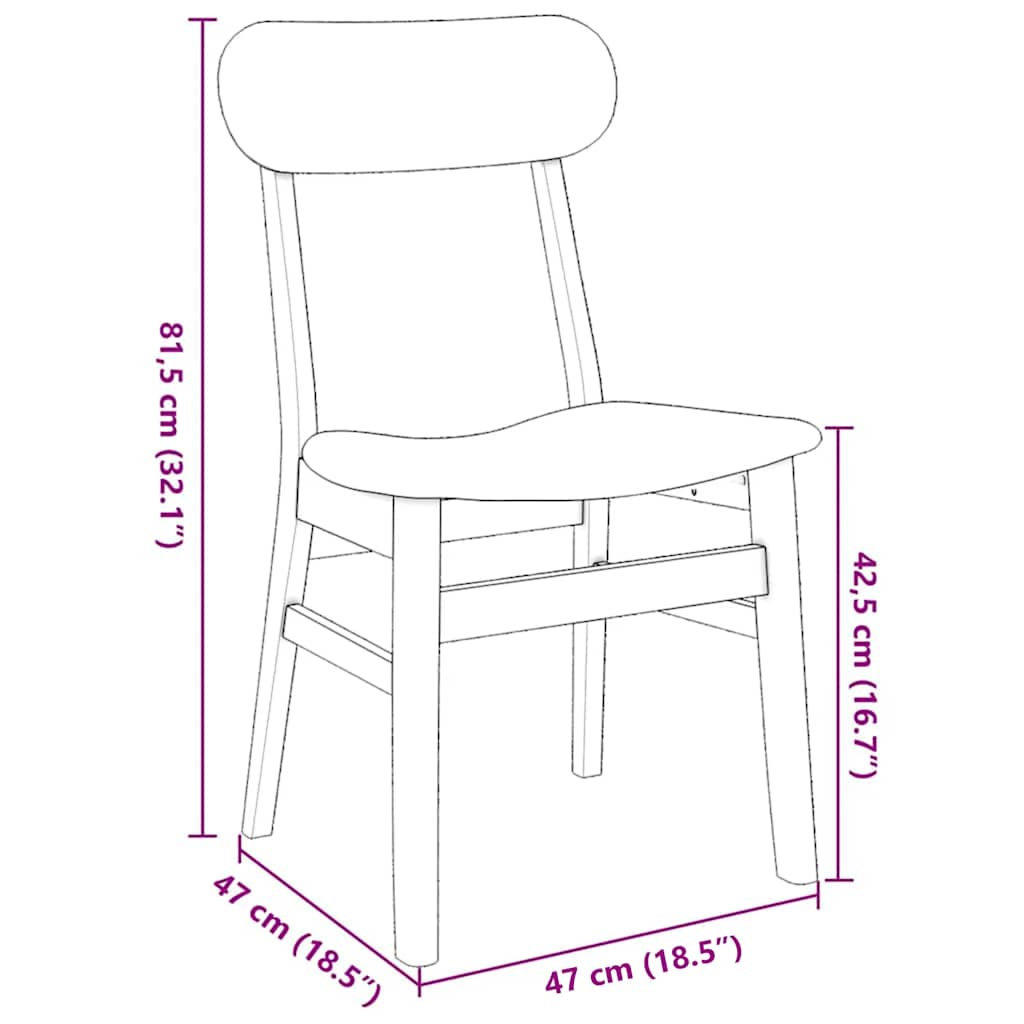 Dining chairs with cushions 2 pcs White solid rubberwood
