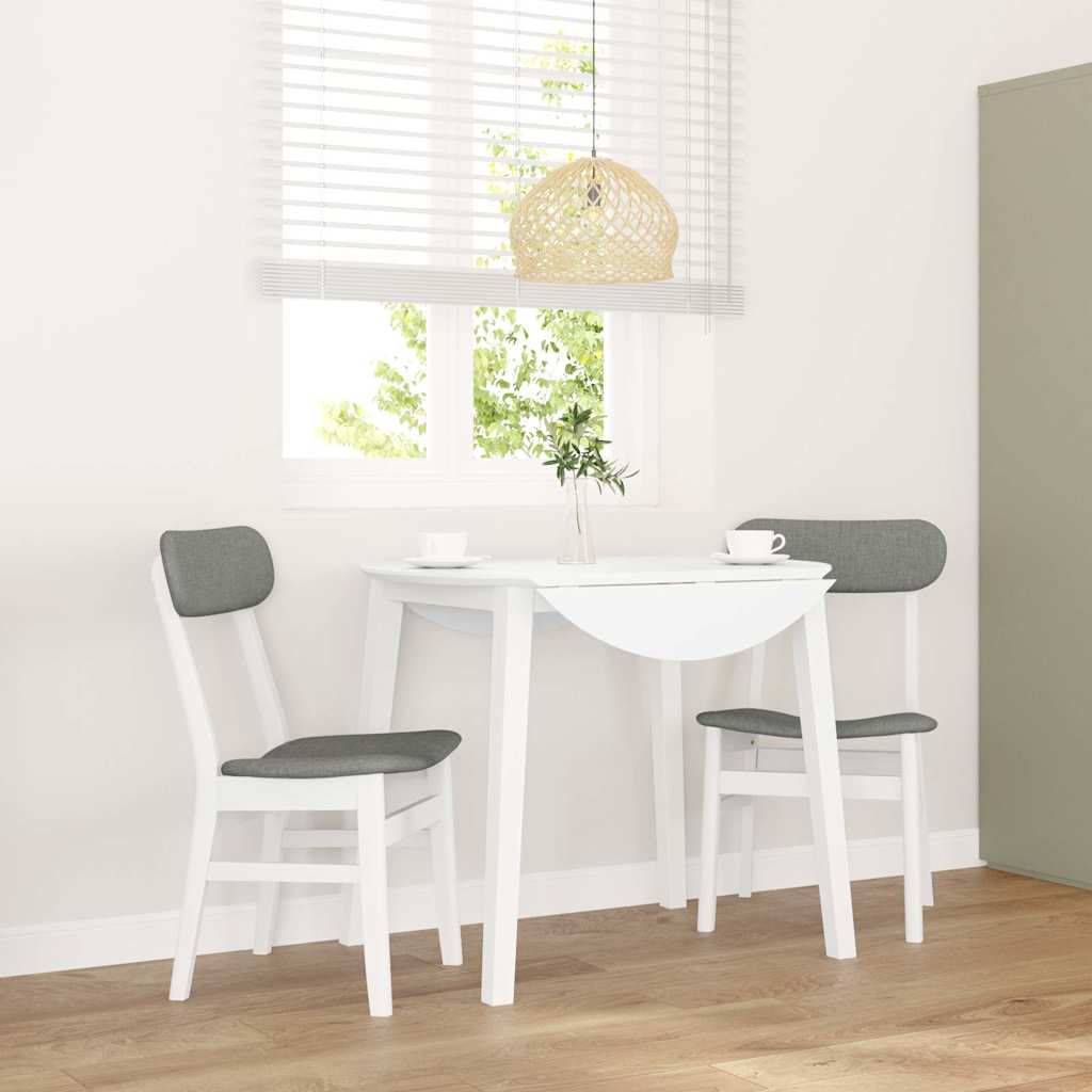 Dining chairs with cushions 2 pcs White solid rubberwood