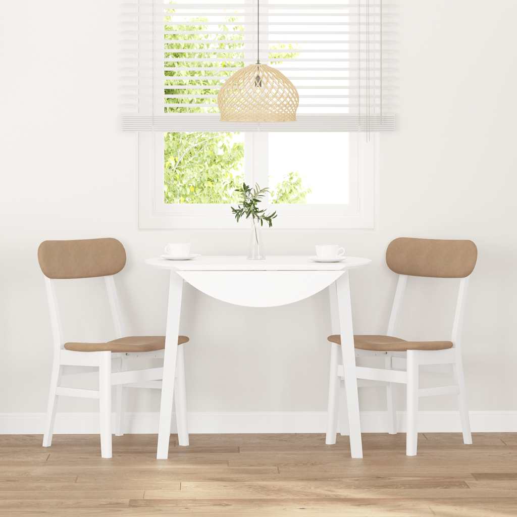Dining chairs with cushions 2 pcs White solid rubberwood