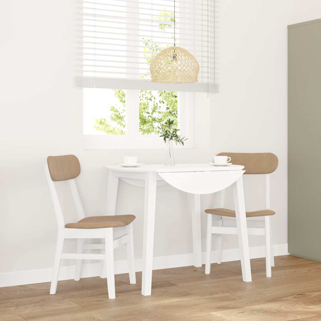 Dining chairs with cushions 2 pcs White solid rubberwood