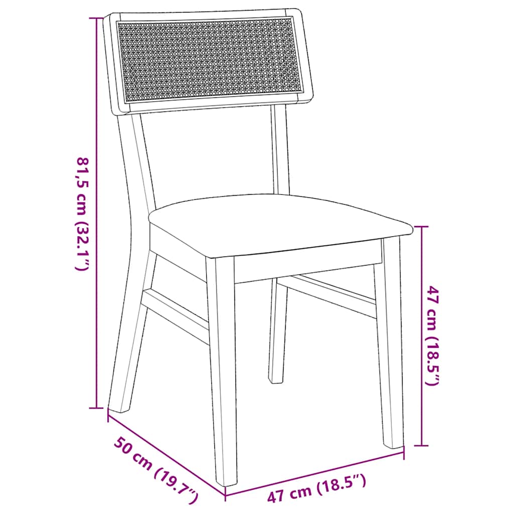 Dining chairs with cushions 2 pcs Solid rubberwood