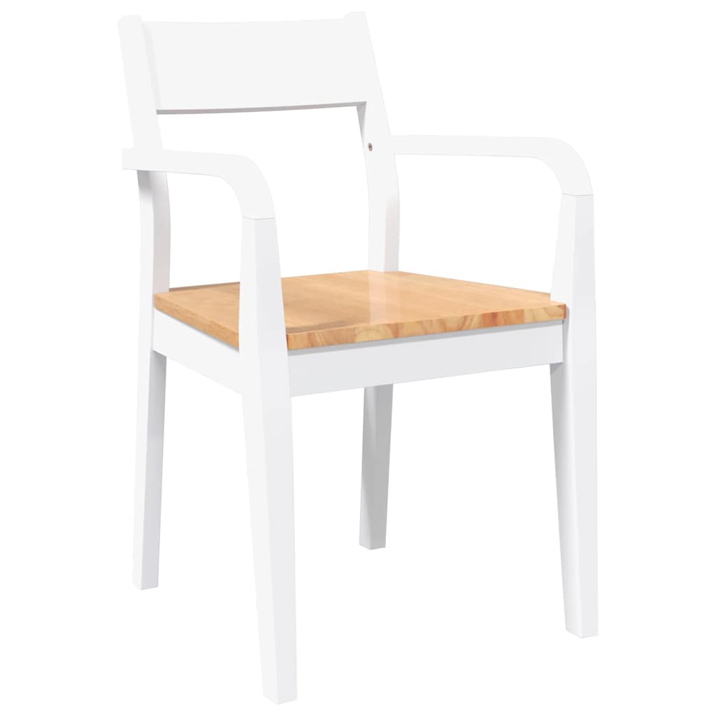 Dining Chairs 2 pcs White solid rubberwood