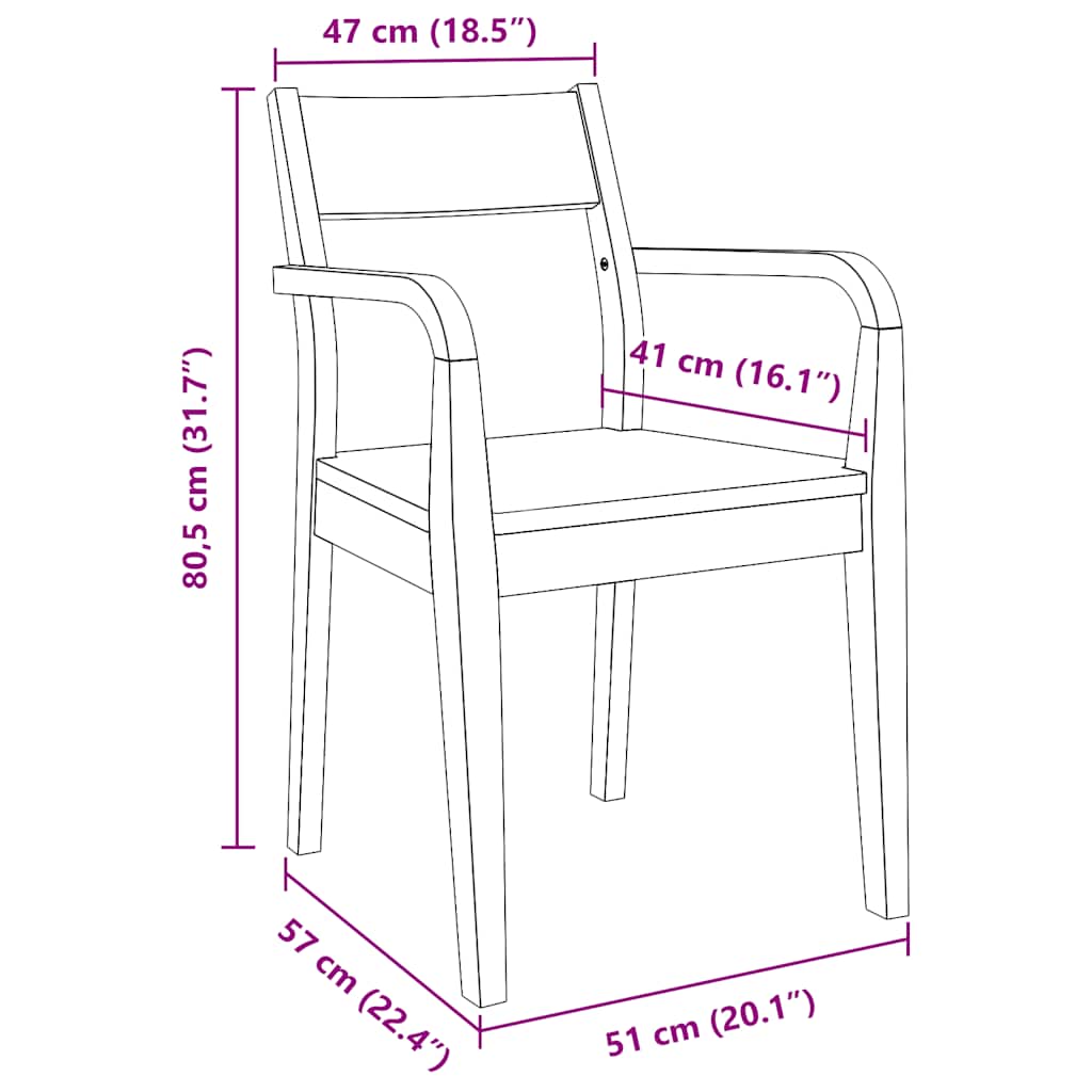 Dining Chairs 2 pcs White solid rubberwood