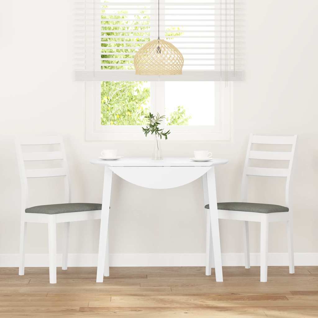 Dining chairs with cushions 2 pcs White solid rubberwood