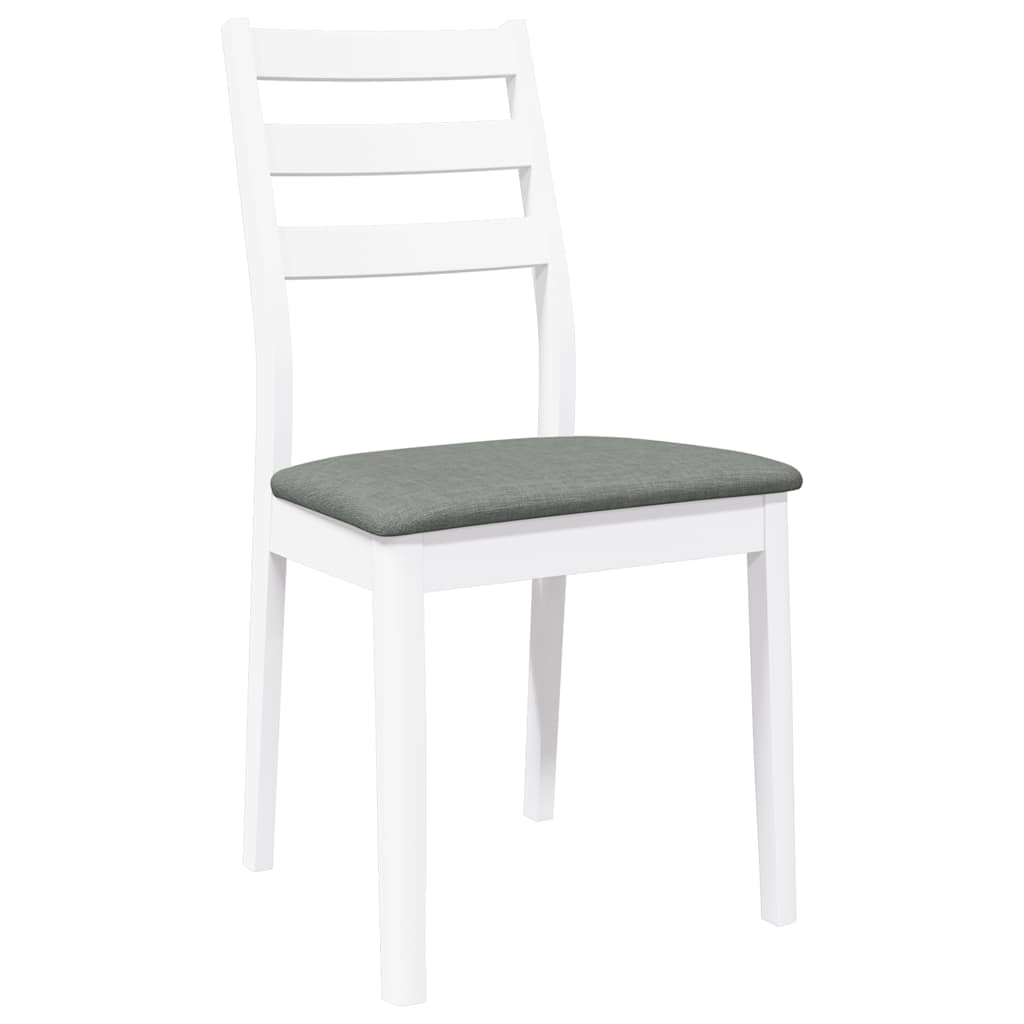 Dining chairs with cushions 2 pcs White solid rubberwood