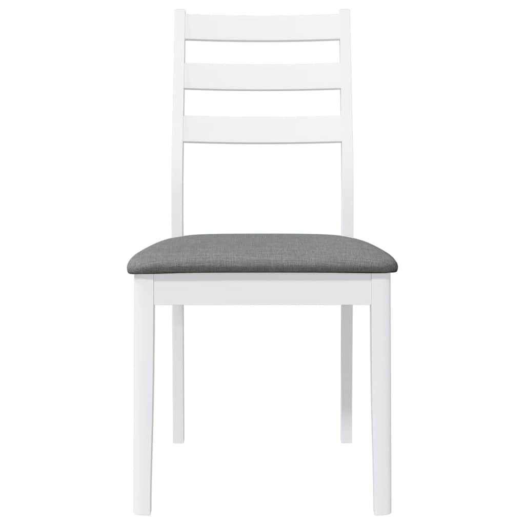 Dining chairs with cushions 2 pcs White solid rubberwood
