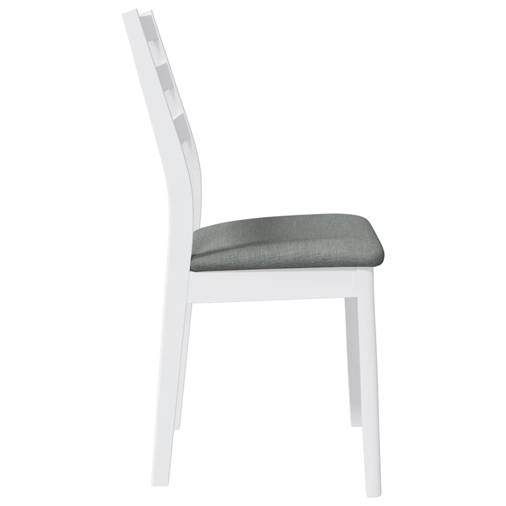 Dining chairs with cushions 2 pcs White solid rubberwood