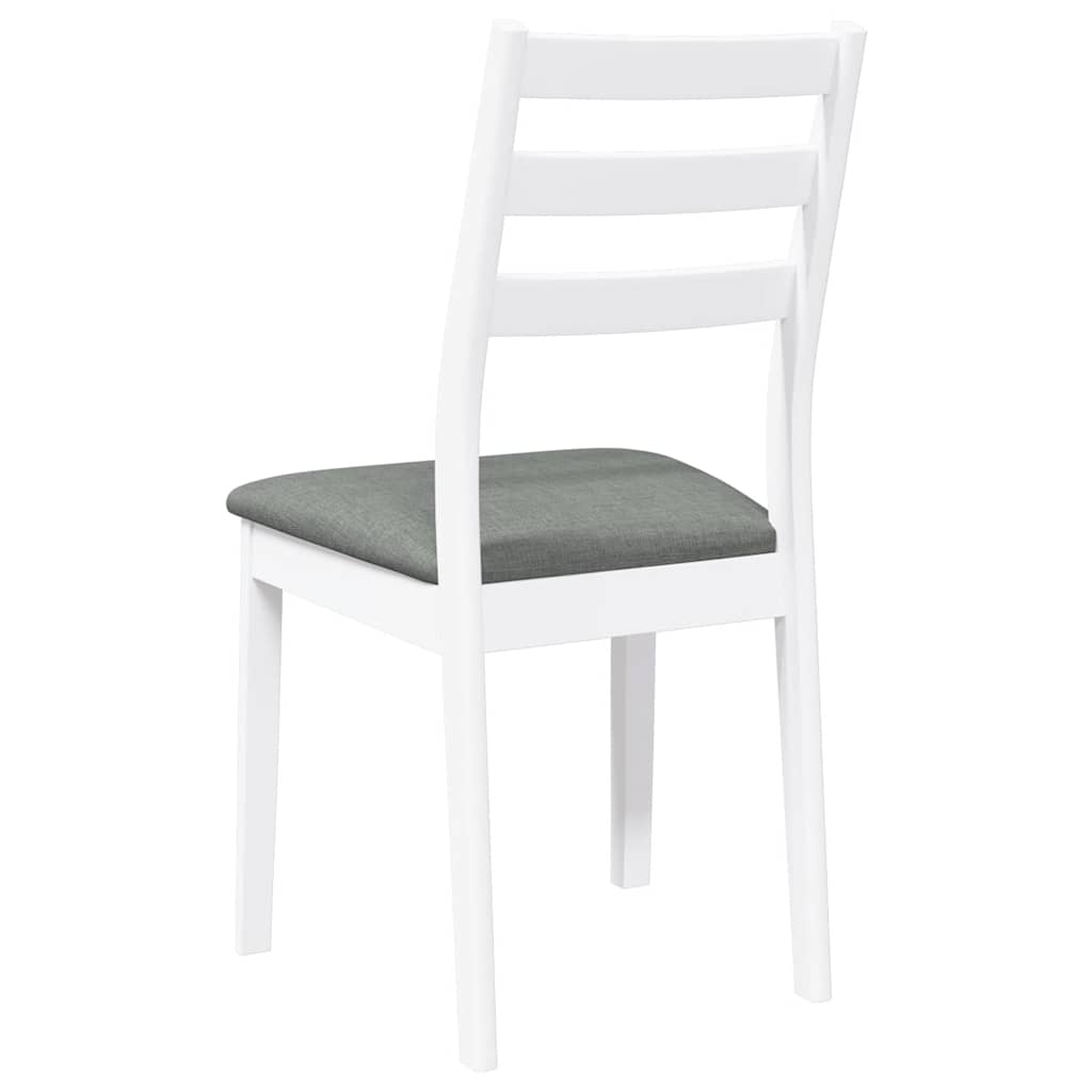 Dining chairs with cushions 2 pcs White solid rubberwood