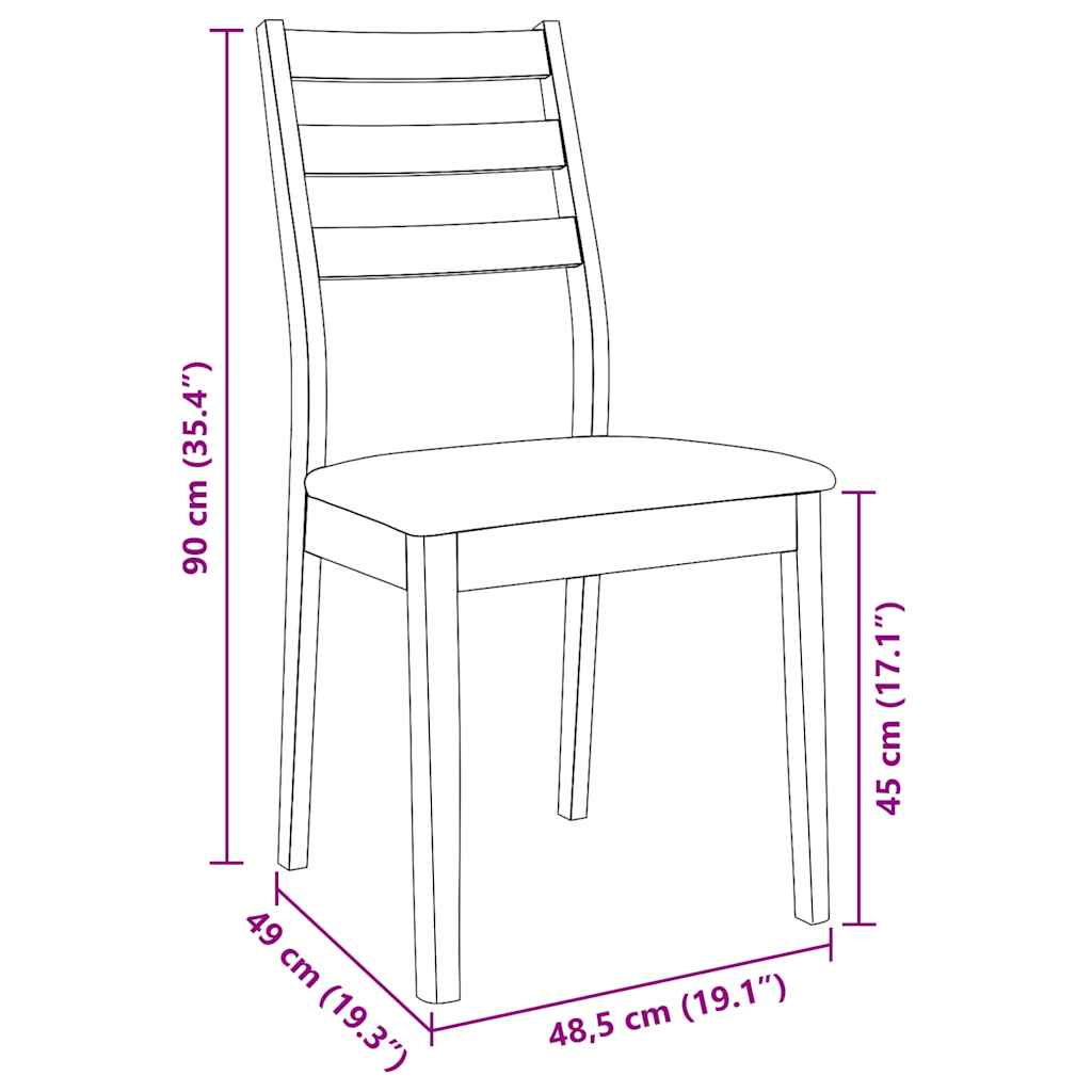 Dining chairs with cushions 2 pcs White solid rubberwood