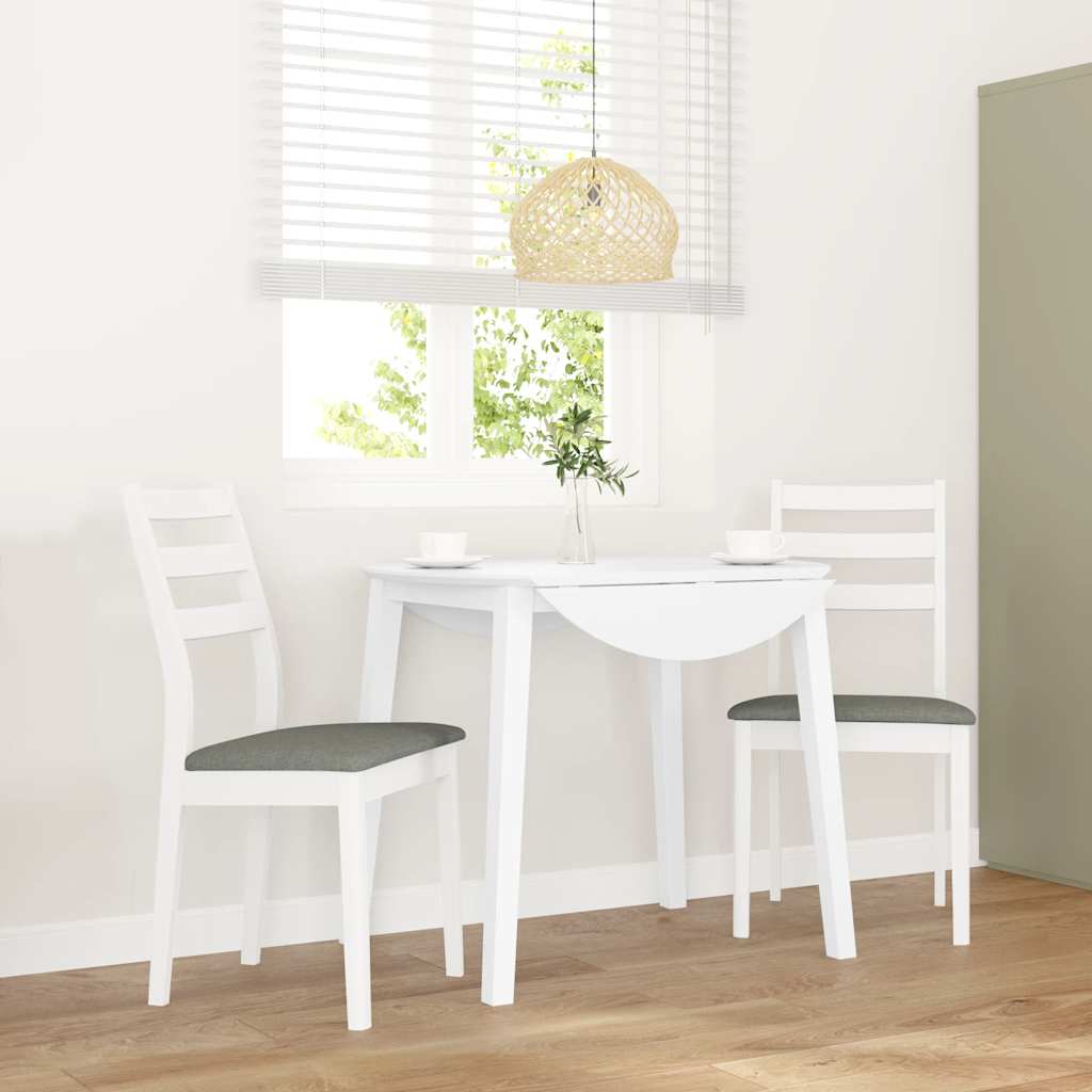 Dining chairs with cushions 2 pcs White solid rubberwood