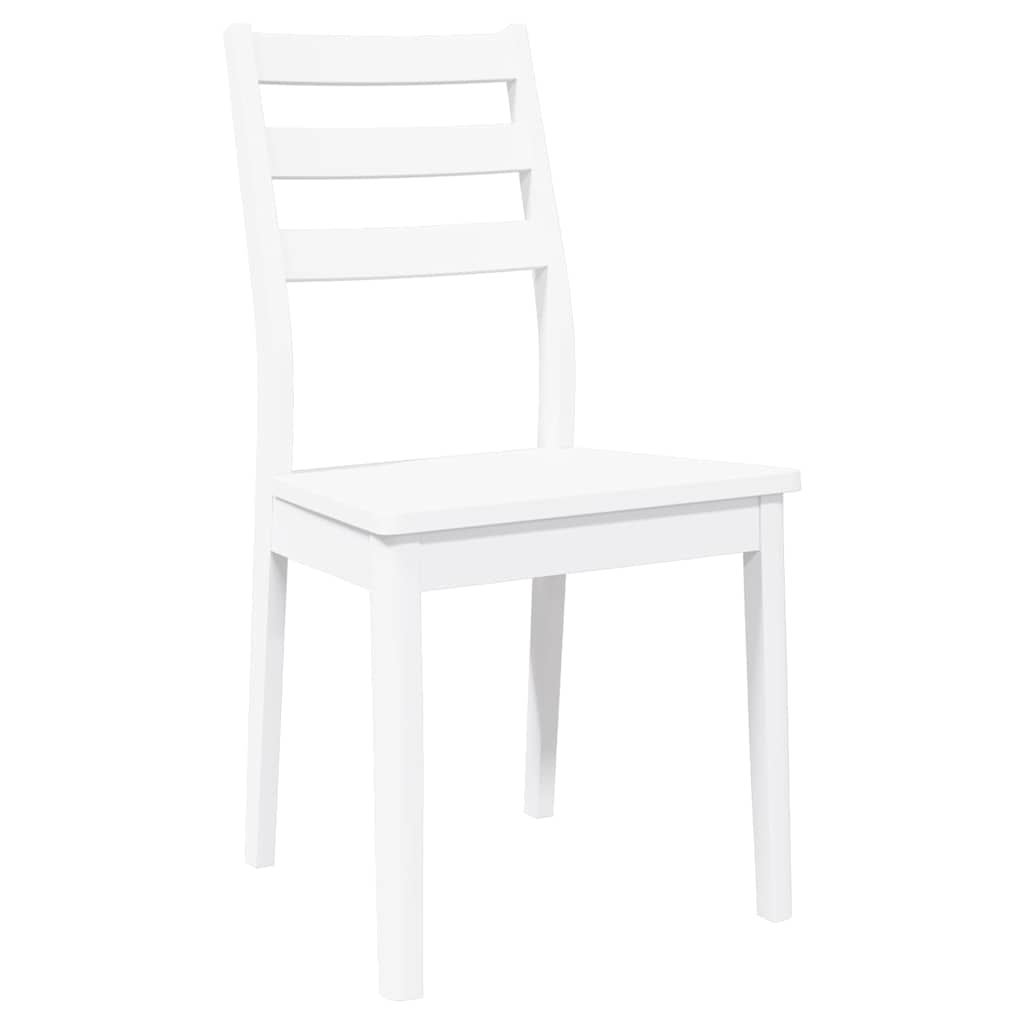 Ēdamistabas krēsli 2 gab. balti, masīvkoks no gumijkoka