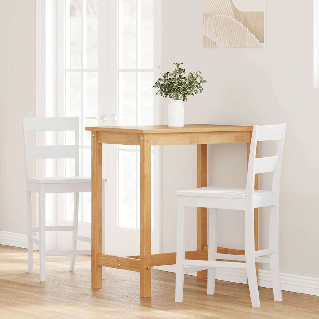 Bar stools, 2 pcs., white, solid rubberwood