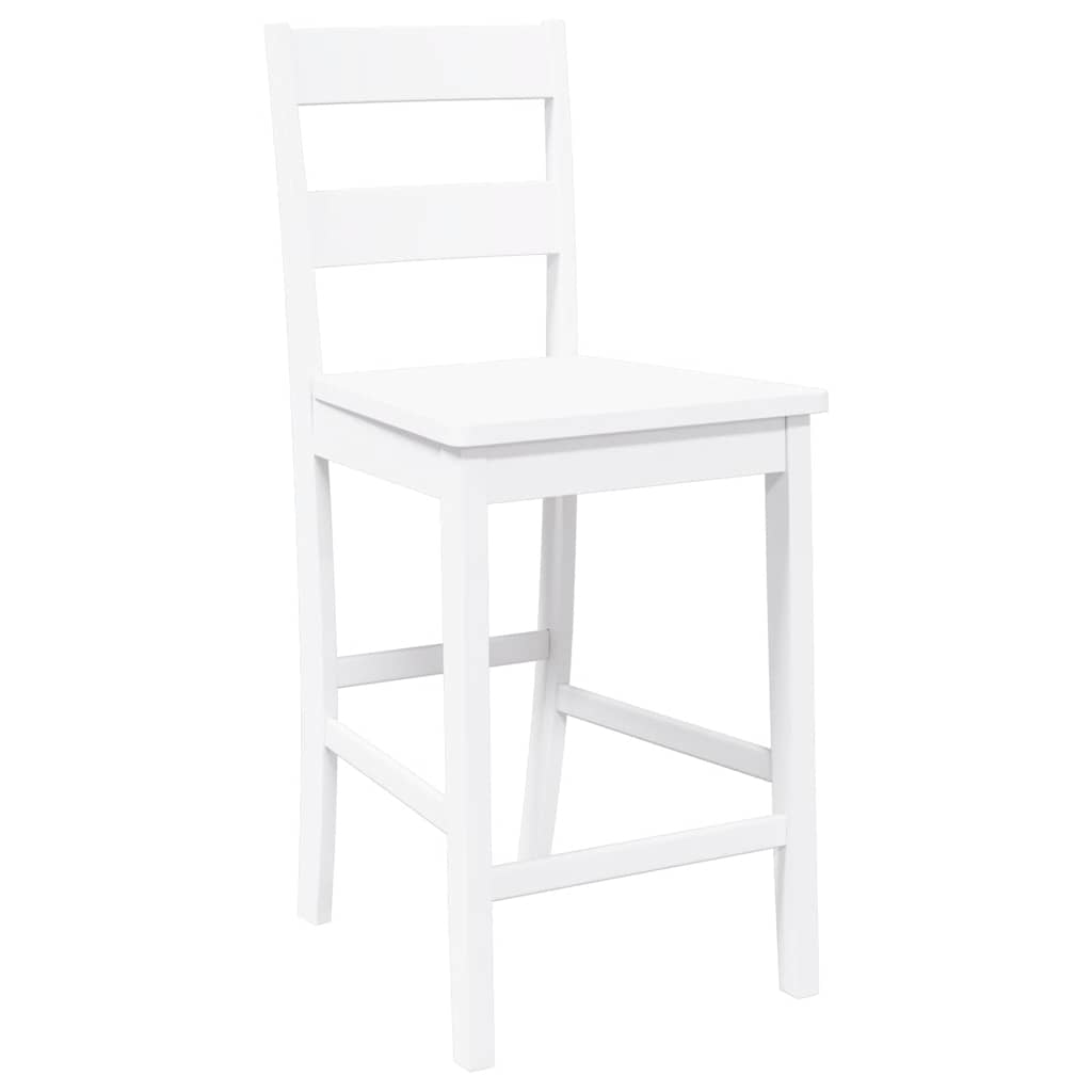 Bar stools, 2 pcs., white, solid rubberwood