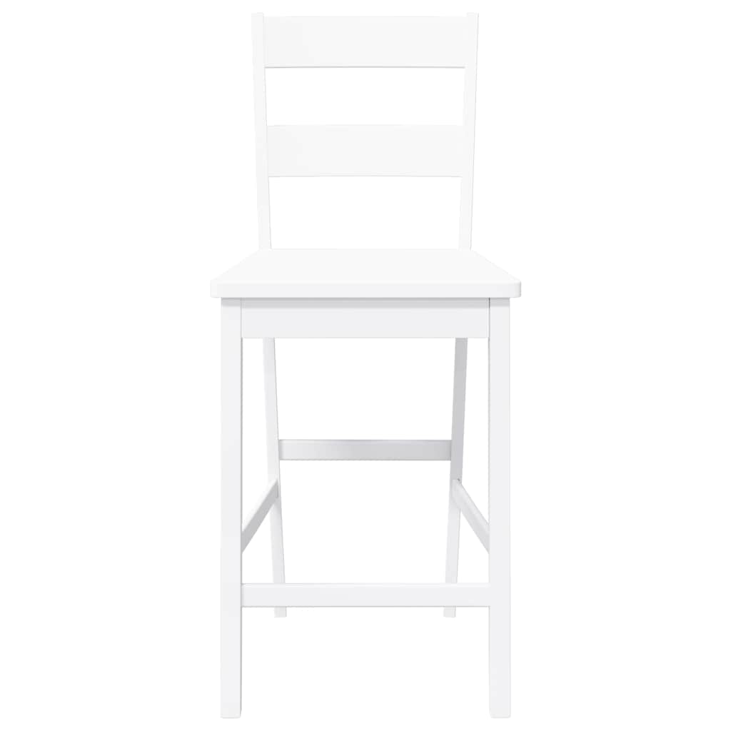 Bar stools, 2 pcs., white, solid rubberwood
