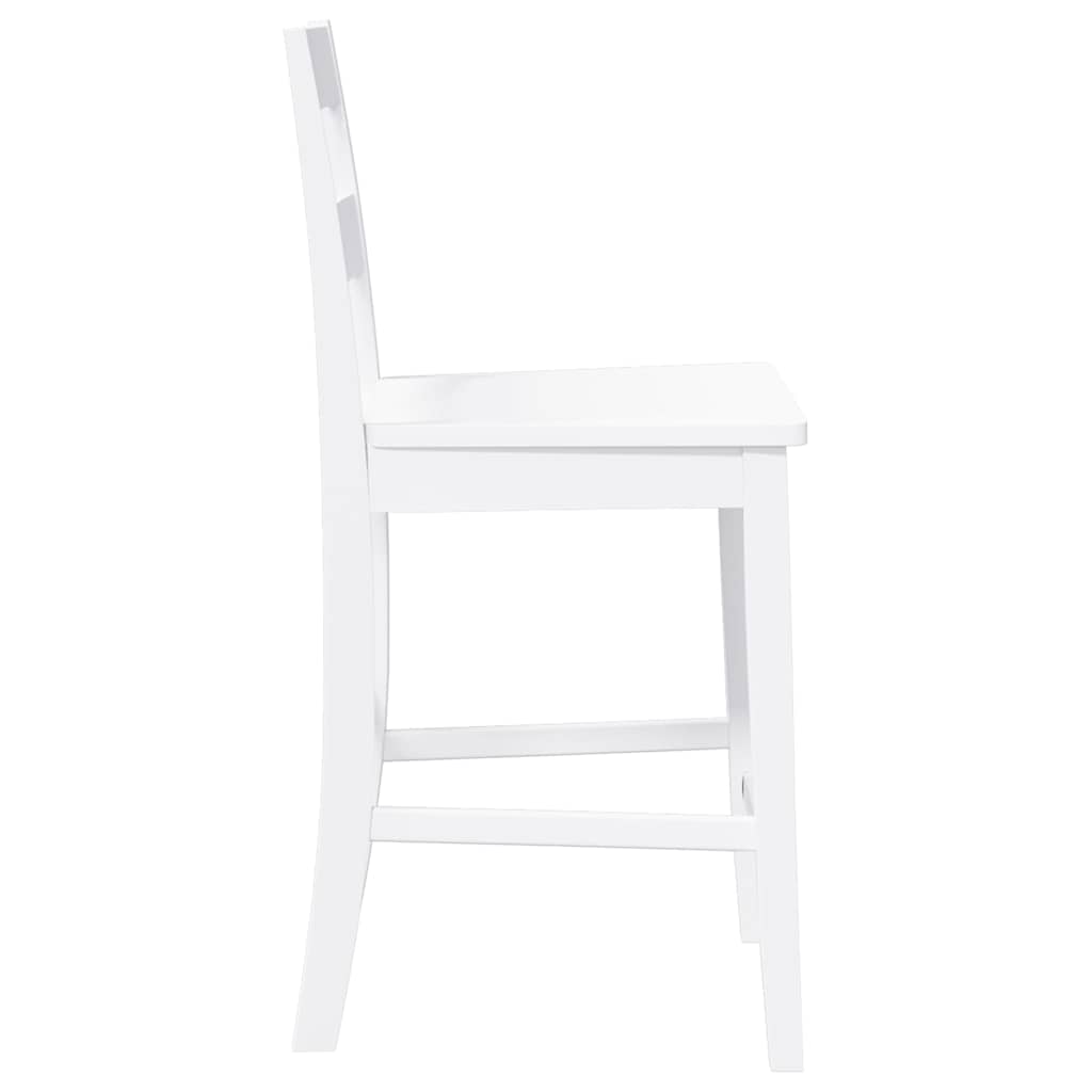 Bar stools, 2 pcs., white, solid rubberwood