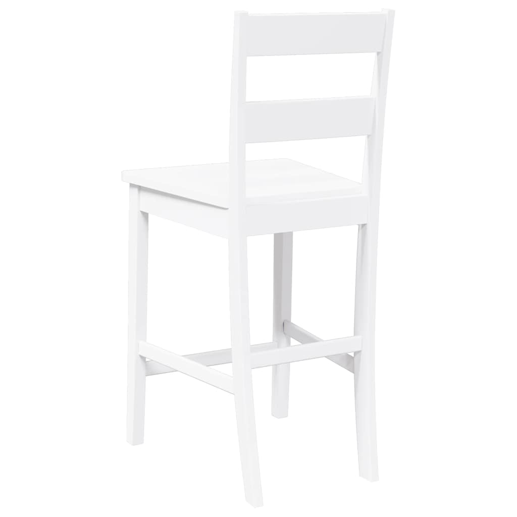 Bar stools, 2 pcs., white, solid rubberwood