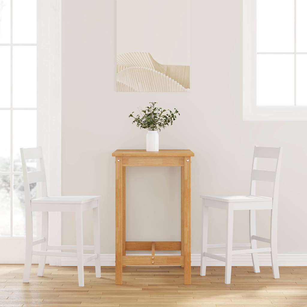 Bar stools, 2 pcs., white, solid rubberwood