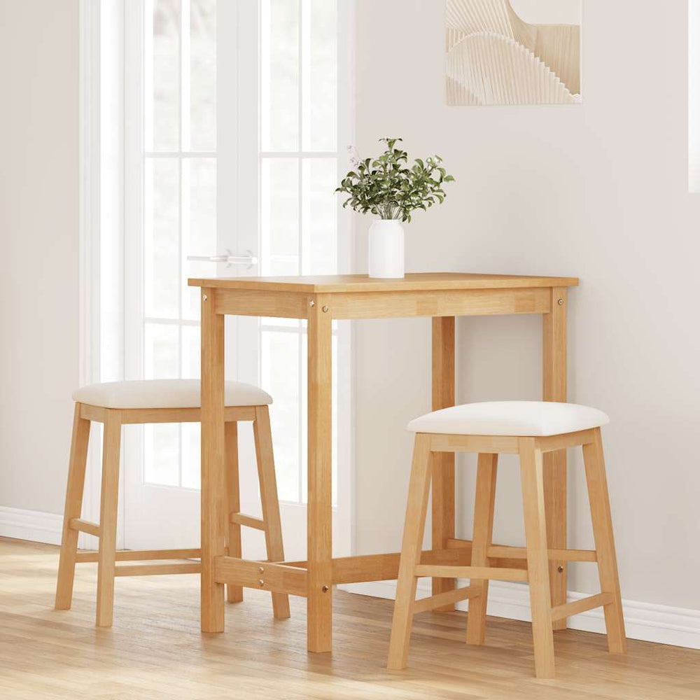 bar stools with cushions 2 pcs Solid rubberwood