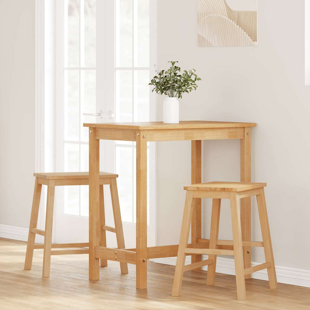 Bar stools, 2 pcs, Solid rubberwood
