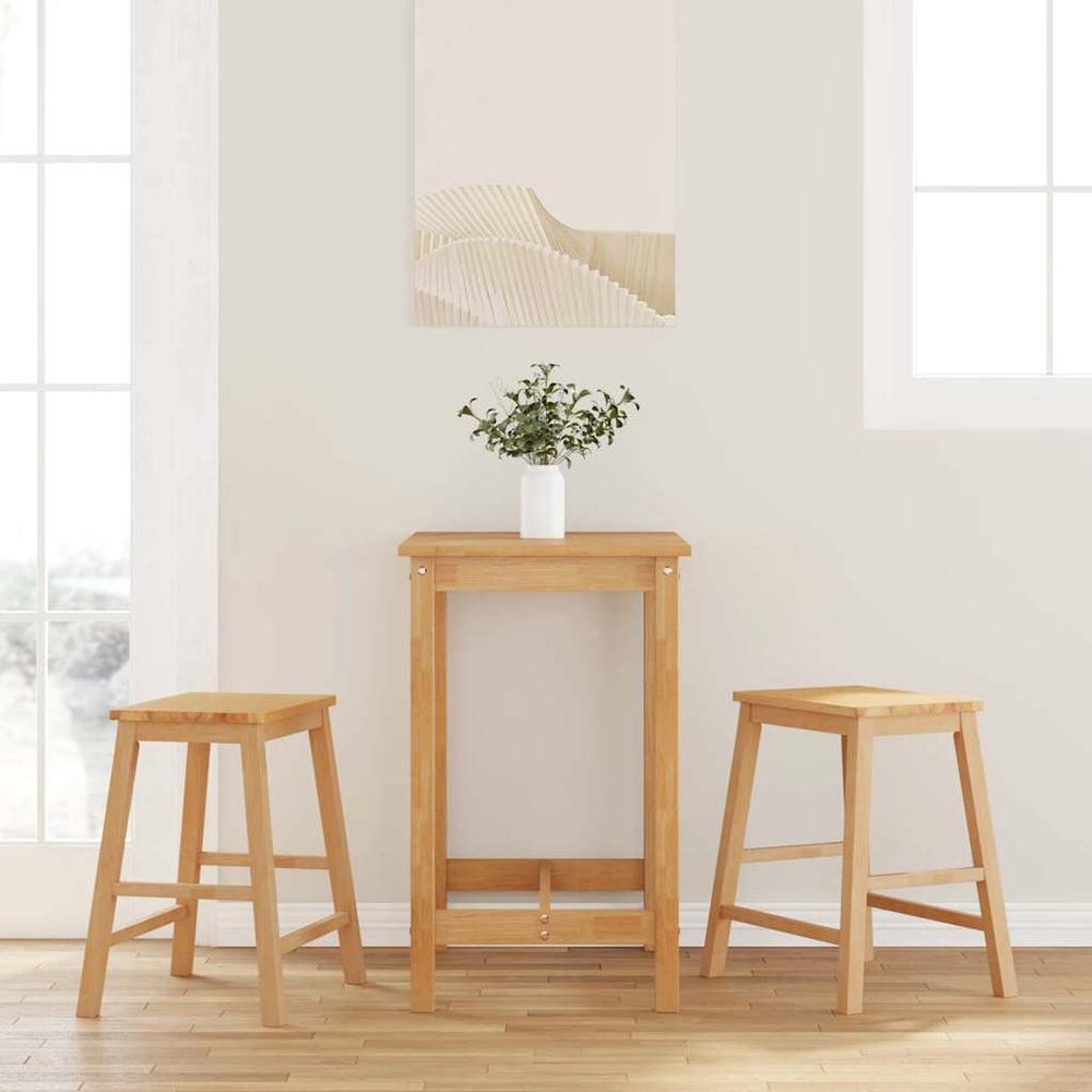Bar stools, 2 pcs, Solid rubberwood