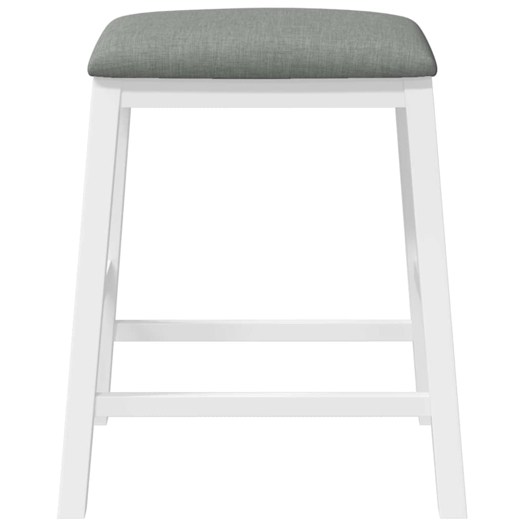 Bar stools with cushions 2 pcs White solid rubberwood