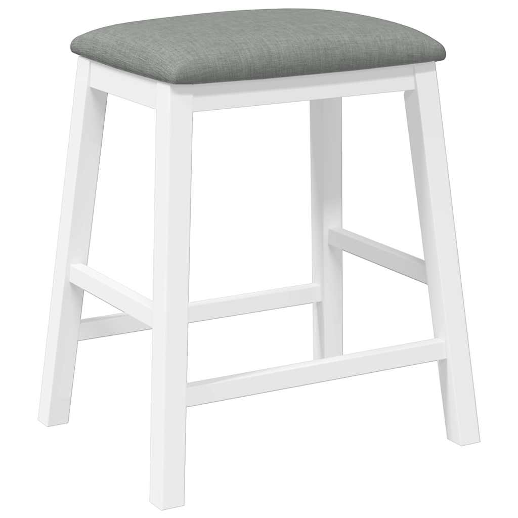 Bar stools with cushions 2 pcs White solid rubberwood