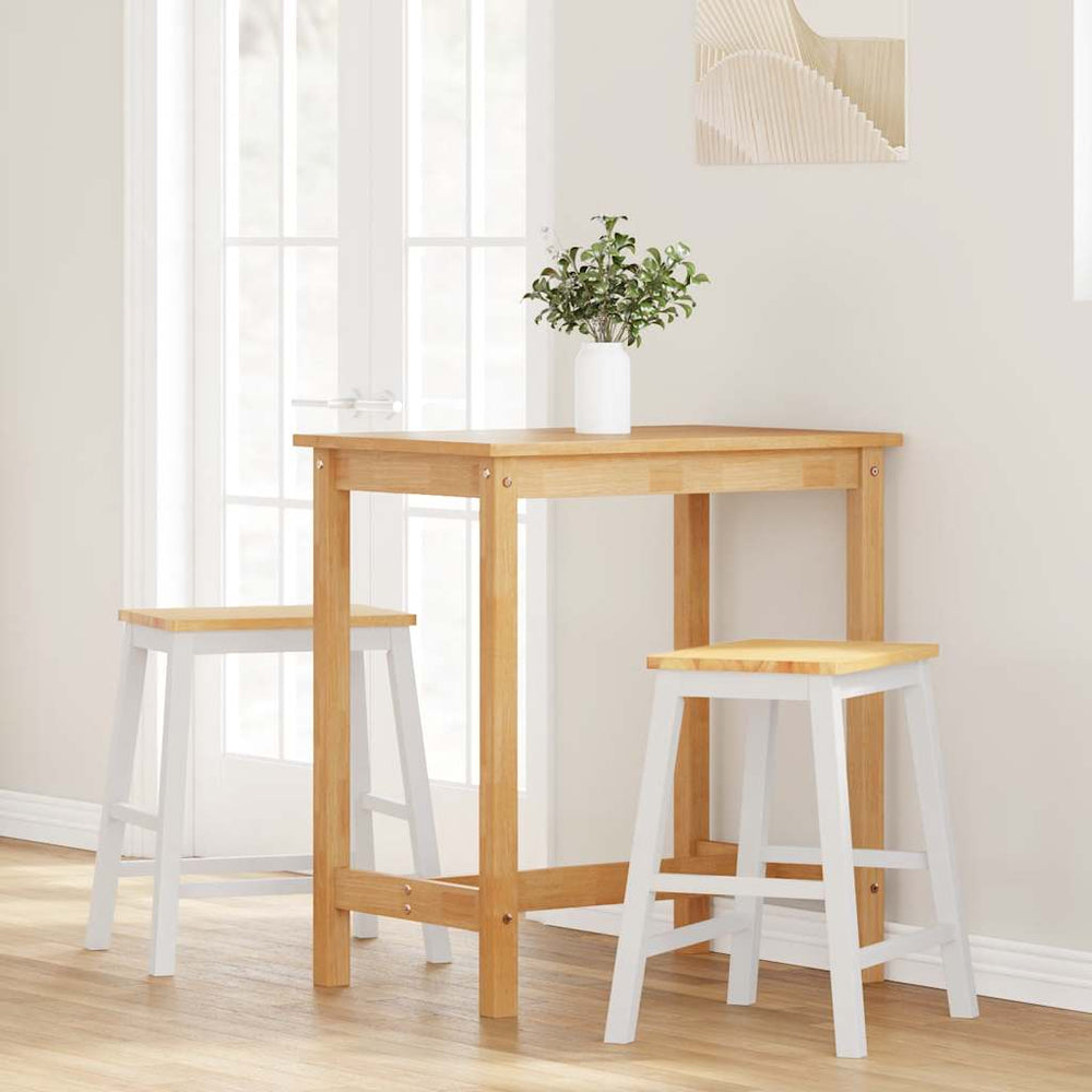 Bar stools 2 pcs White solid rubberwood