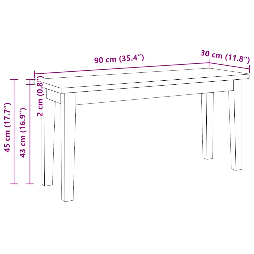 Suoliukas 90 cm Medžio masyvo guma