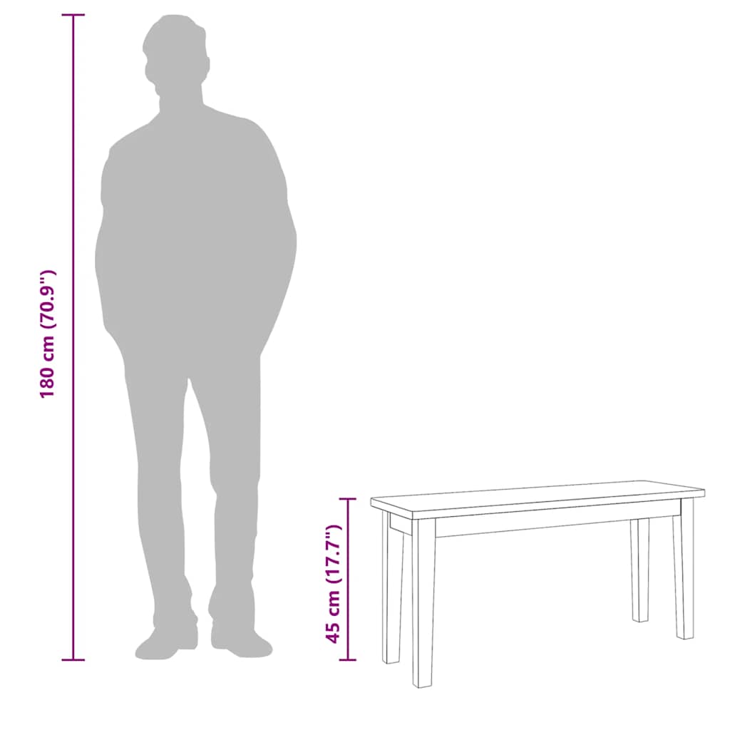 Suoliukas 90 cm Balta medžio masyvo guma