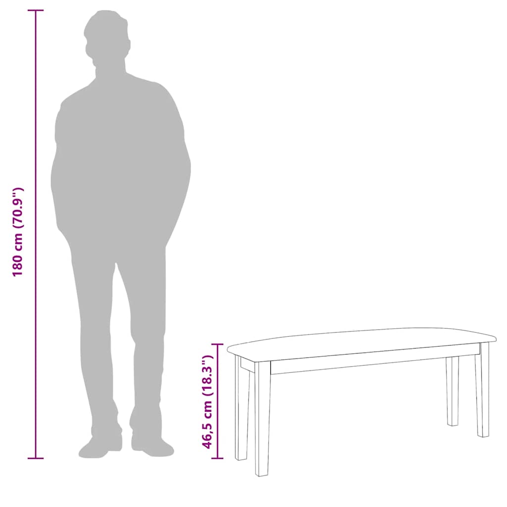 Suoliukas 110 cm Ruda medžio masyvo guma