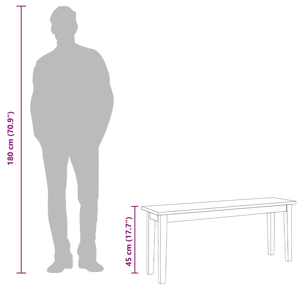 Suoliukas 110 cm Medžio masyvo guma